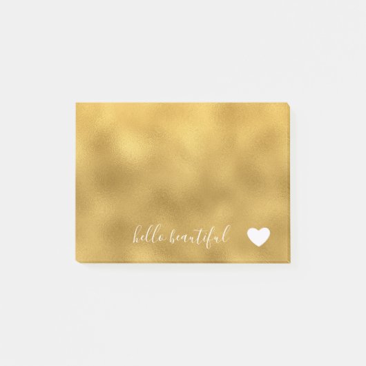 Chic Gold Hallo Beauful Heart Post-it® Notes (Voorkant)
