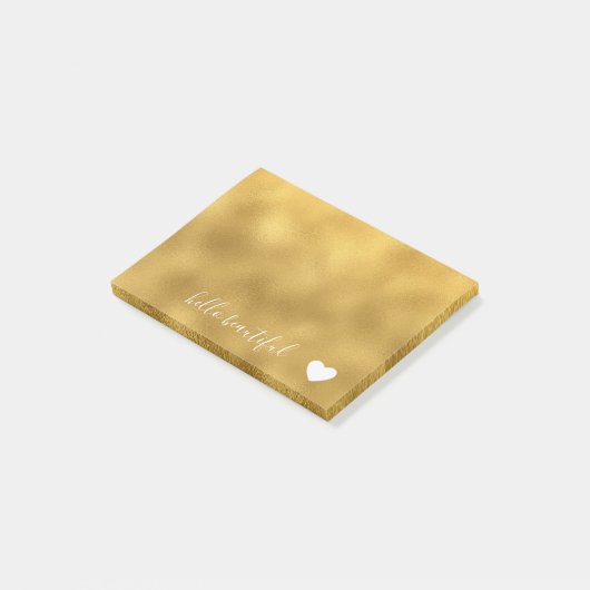Chic Gold Hallo Beauful Heart Post-it® Notes (Schuin)
