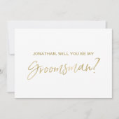 Chic Gold Hand met de tekst "Will you be my grooms Kaart (Voorkant)