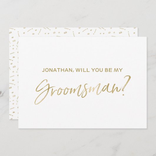 Chic Gold Hand met de tekst "Will you be my grooms Kaart (Voorkant / Achterkant)