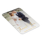 chic gold handgeschreven trouwfoto bedankt magneet (Rechterzijde)