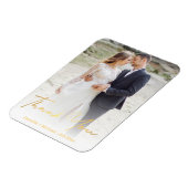 chic gold handgeschreven trouwfoto bedankt magneet (Linkerzijde)