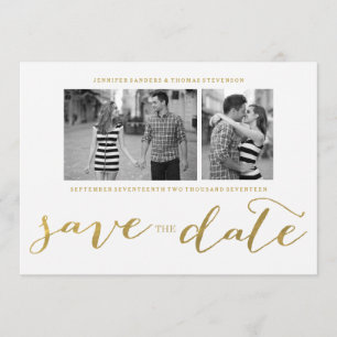 CHIC GOLD HANDSCHRIFTELIJKE   FOTO BEWAREN DE DATU SAVE THE DATE