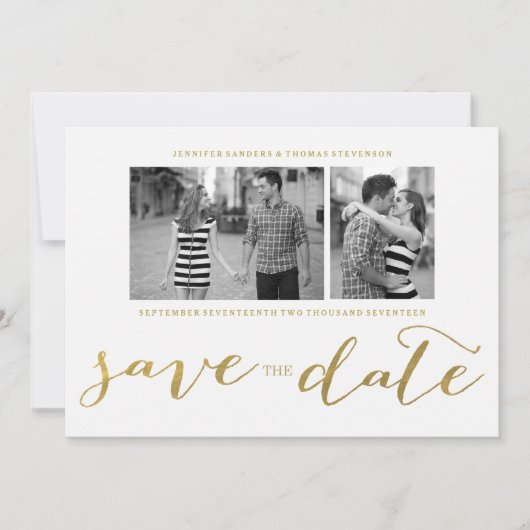 CHIC GOLD HANDSCHRIFTELIJKE | FOTO BEWAREN DE DATU SAVE THE DATE (Voorkant)