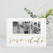 CHIC GOLD HANDSCHRIFTELIJKE | FOTO BEWAREN DE DATU SAVE THE DATE (Staand voorkant)