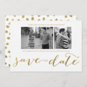 CHIC GOLD HANDSCHRIFTELIJKE | FOTO BEWAREN DE DATU SAVE THE DATE (Voorkant / Achterkant)
