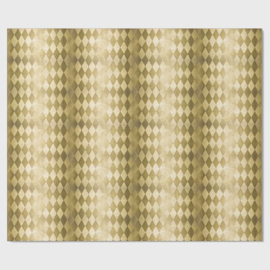 Chic Gold Harlequin Diamond Pattern Cadeaupapier (Vlak)
