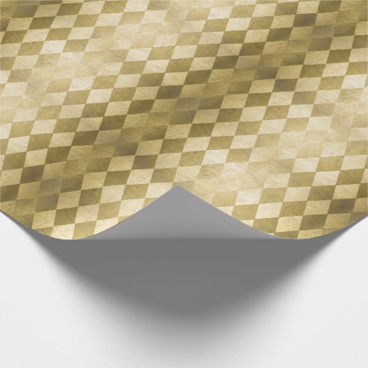 Chic Gold Harlequin Diamond Pattern Cadeaupapier (Hoek)