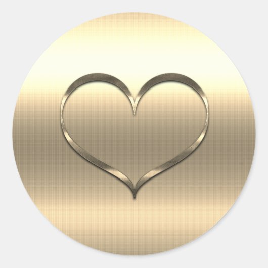 Chic Gold Hart Ronde Sticker (Voorkant)