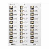 Chic Gold Heart, Black Stripes Address Label (Full Sheet)