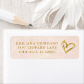 Chic Gold Heart & Blush Pink Patroon Etiket (Insitu)