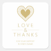 Chic Gold Heart Lace Effect Love & Thanks Support Vierkante Sticker (Voorkant)