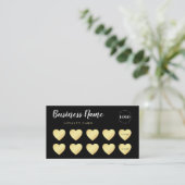 Chic Gold Heart Simple Black Custom Business Logo Klantenkaartje (Staand voorkant)