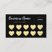 Chic Gold Heart Simple Black Custom Business Logo Klantenkaartje (Voorkant)