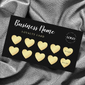 Chic Gold Heart Simple Black Custom Business Logo Klantenkaartje