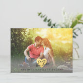 Chic Gold Heart Sla de datum-fotokaart op Save The Date (Staand voorkant)
