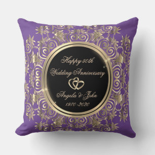 Chic Gold Hearts Swirl 50th Wedding Jubileum Kussen