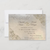 Chic Gold Hearts Wedding & Registry Uitnodiging (Voorkant)