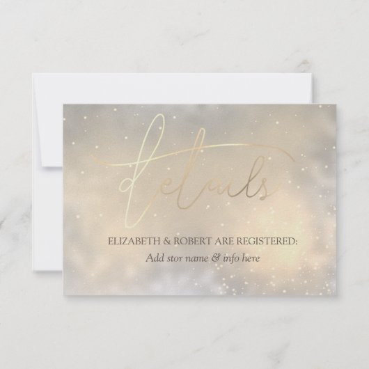 Chic Gold Hearts Wedding & Registry Uitnodiging (Achterkant)