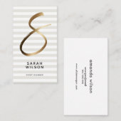 Chic gold initiaal persoonlijk visitekaartje (Voorkant / Achterkant)