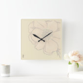 Chic Gold Ivory Abstracte Floral Vierkante Klok (Huis)