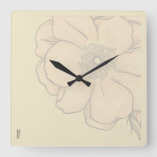Chic Gold Ivory Abstracte Floral Vierkante Klok