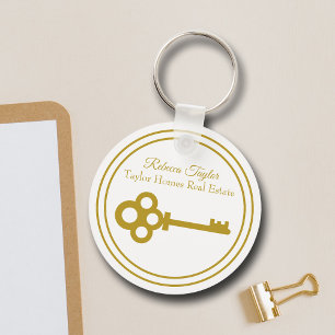 Chic Gold Key Real Estate Company Custom Realtor Sleutelhanger
