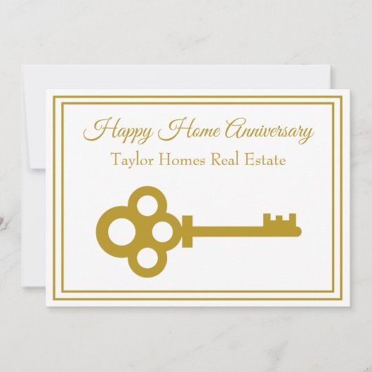 Chic Gold Key Real Estate Happy Home Jubileum Kaart (Voorkant)
