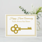 Chic Gold Key Real Estate Happy Home Jubileum Kaart (Staand voorkant)