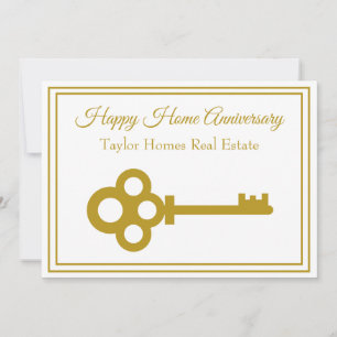 Chic Gold Key Real Estate Happy Home Jubileum Kaart