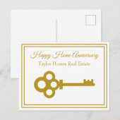 Chic Gold Key Vastgoed Gelukkig Huwelijksjubileum Briefkaart (Voorkant / Achterkant)