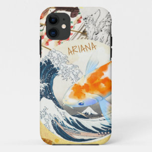 Chic Gold Koi Pond van Japanse Monogrammen Case-Mate iPhone Case