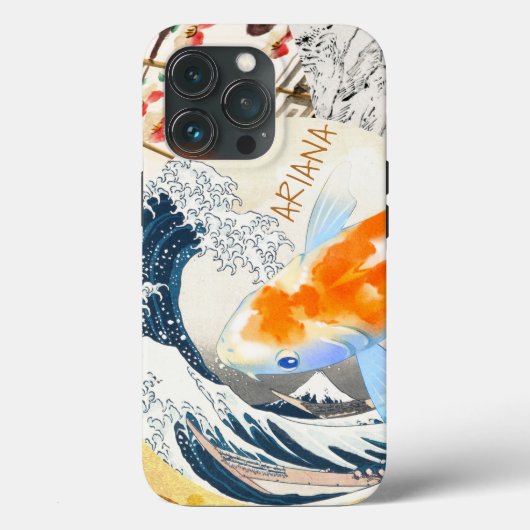 Chic Gold Koi Pond van Japanse Monogrammen Case-Mate iPhone Case (Achterkant)