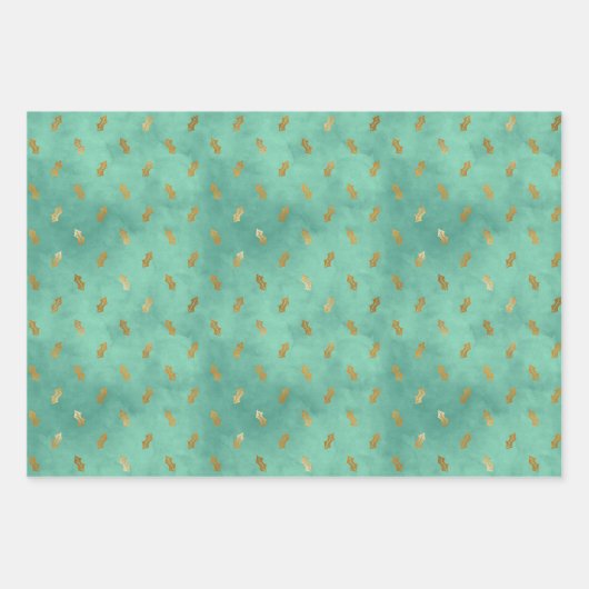 Chic Gold Lantern & Holly Wrapping Paper Sheets (Voorkant 3)