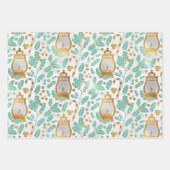 Chic Gold Lantern & Holly Wrapping Paper Sheets (Voorkant)