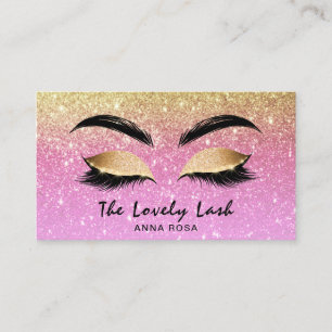 *~* Chic Gold Lavender Lashes Extensions Brows Visitekaartje