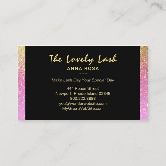 *~* Chic Gold Lavender Lashes Extensions Brows Visitekaartje (Achterkant)