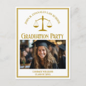 Chic Gold Law School Afstudeerfeest Uitnodiging Briefkaart (Voorkant)