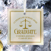 Chic Gold Law School Afstuderen aangepaste kerst Glas Ornament