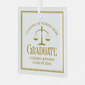 Chic Gold Law School Afstuderen aangepaste kerst Glas Ornament (Voorkant links)