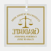 Chic Gold Law School Afstuderen aangepaste kerst Glas Ornament (Achterkant)