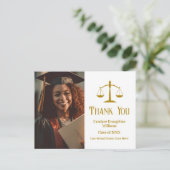 Chic Gold Law School Afstuderen Foto Dank u Briefkaart (Staand voorkant)