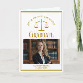 Chic Gold Law School Afstuderen foto gevouwen Aankondiging (Voorkant)