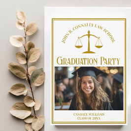 Chic Gold Law School Afstuderen Fotofeest Kaart