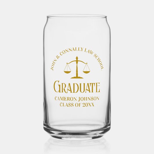 Chic Gold Law School Afstuderen Keepsake Blikvorm Glas (Voorkant)