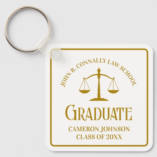 Chic Gold Law School Afstuderen Keepsake Sleutelhanger (Voorkant)