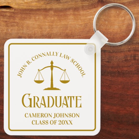 Chic Gold Law School Afstuderen Keepsake Sleutelhanger (Achterkant)