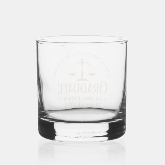 Chic Gold Law School Afstuderen Keepsake Whisky Glas (Achterkant)