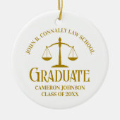 Chic Gold Law School Afstuderen Kerst Keramisch Ornament (Voorkant)