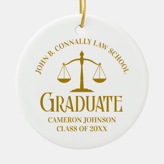 Chic Gold Law School Afstuderen Kerst Keramisch Ornament (Voorkant)